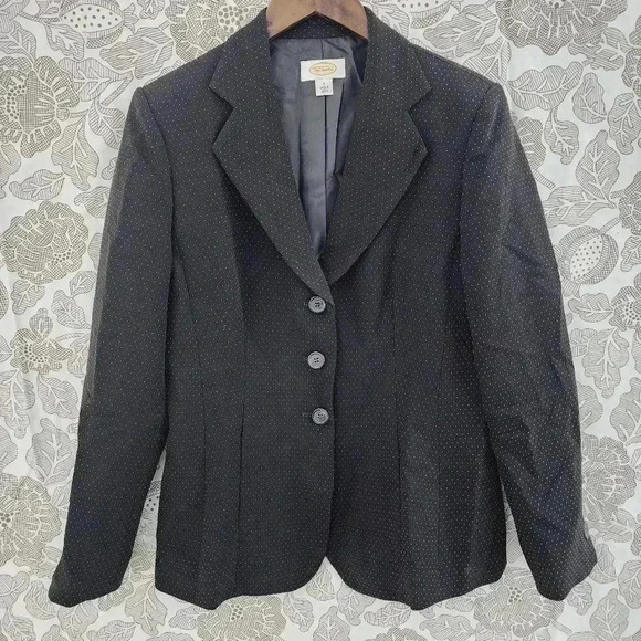Vintage Talbots Pattern Women's Blazer Black Size 6 - Picture 1 of 8